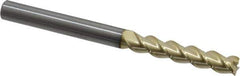 Accupro - 1/4", 1-1/4" LOC, 1/4" Shank Diam, 3" OAL, 3 Flute, Solid Carbide Square End Mill - Single End, ZrN Finish, Spiral Flute, 40° Helix, Centercutting, Right Hand Cut, Right Hand Flute - Exact Tool & Supply