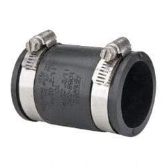 Made in USA - 1-1/2" PVC Flexible Pipe Coupling with Clamp - 3-1/2" Long, Pipe x Pipe, Stainless Steel Clamp - Exact Tool & Supply
