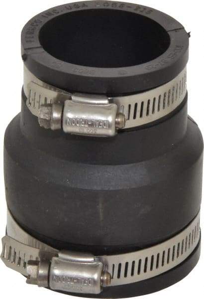 Made in USA - 2 x 1-1/2" PVC Flexible Pipe Coupling with Clamp - 3-1/2" Long, Pipe x Pipe, Stainless Steel Clamp - Exact Tool & Supply
