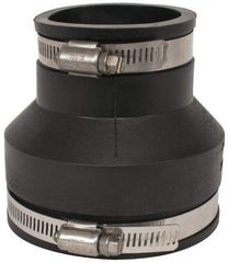 Made in USA - 3 x 2" PVC Flexible Pipe Coupling with Clamp - 4" Long, Pipe x Pipe, Stainless Steel Clamp - Exact Tool & Supply