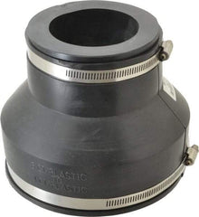 Made in USA - 6 x 3" PVC Flexible Pipe Coupling with Clamp - 6" Long, Pipe x Pipe, Stainless Steel Clamp - Exact Tool & Supply