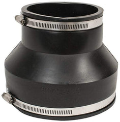 Made in USA - 6 x 4" PVC Flexible Pipe Coupling with Clamp - 6" Long, Pipe x Pipe, Stainless Steel Clamp - Exact Tool & Supply