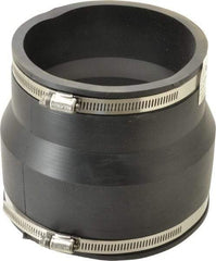 Made in USA - 6 x 5" PVC Flexible Pipe Coupling with Clamp - 6" Long, Pipe x Pipe, Stainless Steel Clamp - Exact Tool & Supply