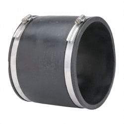 Made in USA - 6" PVC Flexible Pipe Coupling with Clamp - 6" Long, Pipe x Pipe, Stainless Steel Clamp - Exact Tool & Supply