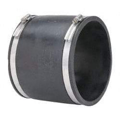 Made in USA - 6" PVC Flexible Pipe Coupling with Clamp - 6" Long, Pipe x Pipe, Stainless Steel Clamp - Exact Tool & Supply