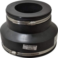 Made in USA - 8 x 4" PVC Flexible Pipe Coupling with Clamp - 6" Long, Pipe x Pipe, Stainless Steel Clamp - Exact Tool & Supply