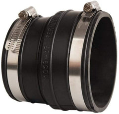 Made in USA - 3" PVC Flexible Pipe Coupling with Clamp - 4" Long, Socket x Pipe, Stainless Steel Clamp - Exact Tool & Supply