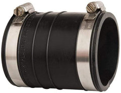 Made in USA - 2" PVC Flexible Pipe Coupling with Clamp - 4" Long, Socket x Socket, Stainless Steel Clamp - Exact Tool & Supply