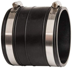 Made in USA - 3" PVC Flexible Pipe Coupling with Clamp - 4" Long, Socket x Socket, Stainless Steel Clamp - Exact Tool & Supply