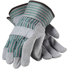 ‎84-6532/L Split Leather Palm - Copper Series - B/C Shoulder - Green/Pink Striped - Rubberized SC - Exact Tool & Supply