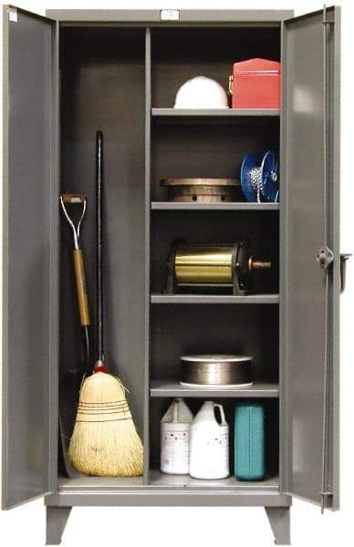 Strong Hold - 4 Shelf Locking Storage Cabinet - Steel, 72" Wide x 24" Deep x 78" High, Dark Gray - Exact Tool & Supply