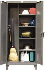 Strong Hold - 4 Shelf Locking Storage Cabinet - Steel, 72" Wide x 24" Deep x 78" High, Dark Gray - Exact Tool & Supply