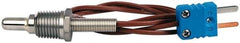 Thermo Electric - 0 to 700°F, T Pipe Plug, Thermocouple Probe - 5 Ft. Cable Length, Mini Connector, 1/2 Inch Probe Sheath Length, 6 Sec Response Time - Exact Tool & Supply