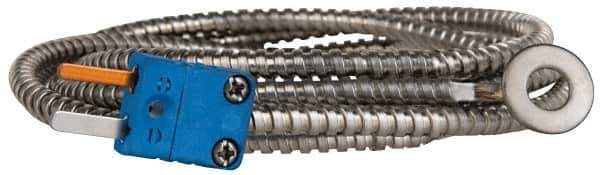 Thermo Electric - 0 to 750°F, T Surface, Thermocouple Probe - 4 Ft. Cable Length, Mini Connector, 15 Sec Response Time - Exact Tool & Supply