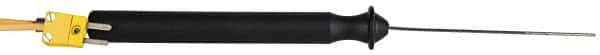 Thermo Electric - 0 to 2012°F, Coiled Cable, K Small Diameter, Thermocouple Probe - 5 Ft. Cable Length, Mini Connector, 4 Inch Probe Sheath Length, 2 Sec Response Time - Exact Tool & Supply