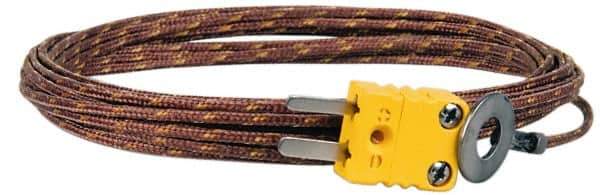 Thermo Electric - 0 to 900°F, K Surface, Thermocouple Probe - 25 Ft. Cable Length, Mini Connector, 15 Sec Response Time - Exact Tool & Supply
