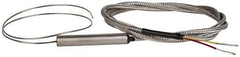 Thermo Electric - 0 to 2012°F, K Flexible, Thermocouple Probe - 3 Ft. Cable Length, Stripped Ends, 12 Inch Probe Sheath Length, 4 Sec Response Time - Exact Tool & Supply