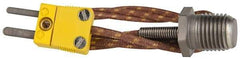 Thermo Electric - 0 to 221°F, K Pipe Plug, Thermocouple Probe - 5 Ft. Cable Length, Mini Connector, 10 Sec Response Time - Exact Tool & Supply