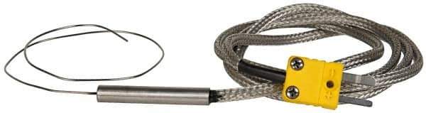 Thermo Electric - 0 to 2012°F, K Flexible, Thermocouple Probe - 3 Ft. Cable Length, Mini Connector, 12 Inch Probe Sheath Length, 4 Sec Response Time - Exact Tool & Supply