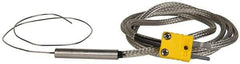 Thermo Electric - 0 to 2012°F, K Flexible, Thermocouple Probe - 3 Ft. Cable Length, Mini Connector, 12 Inch Probe Sheath Length, 4 Sec Response Time - Exact Tool & Supply