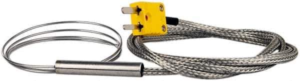 Thermo Electric - 0 to 2012°F, K Flexible, Thermocouple Probe - 3 Ft. Cable Length, Mini Connector, 25 Inch Probe Sheath Length, 4 Sec Response Time - Exact Tool & Supply