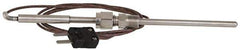 Thermo Electric - 0 to 1600°F, J Pipe Fitting, Thermocouple Probe - 6 Ft. Cable Length, Mini Connector, 9 Sec Response Time - Exact Tool & Supply