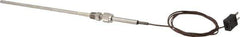 Thermo Electric - 0 to 1600°F, J Pipe Fitting, Thermocouple Probe - 6 Ft. Cable Length, Mini Connector, 9 Sec Response Time - Exact Tool & Supply