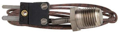 Thermo Electric - 0 to 221°F, J Pipe Plug, Thermocouple Probe - 5 Ft. Cable Length, Mini Connector, 10 Sec Response Time - Exact Tool & Supply