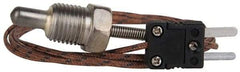 Thermo Electric - 0 to 900°F, J Pipe Plug, Thermocouple Probe - 5 Ft. Cable Length, Mini Connector, 1/2 Inch Probe Sheath Length, 6 Sec Response Time - Exact Tool & Supply