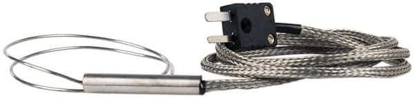 Thermo Electric - 0 to 1600°F, J Flexible, Thermocouple Probe - 3 Ft. Cable Length, Mini Connector, 12 Inch Probe Sheath Length, 3 Sec Response Time - Exact Tool & Supply