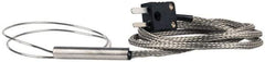 Thermo Electric - 0 to 1600°F, J Flexible, Thermocouple Probe - 3 Ft. Cable Length, Mini Connector, 12 Inch Probe Sheath Length, 3 Sec Response Time - Exact Tool & Supply