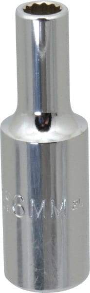 Proto - 3/8" Drive, Deep Hand Socket - 12 Points, 2-1/8" OAL, Chrome Vanadium, Chrome Finish - Exact Tool & Supply
