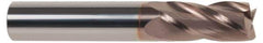 SGS - 7/64", 3/8" LOC, 1/8" Shank Diam, 1-1/2" OAL, 4 Flute, Solid Carbide Square End Mill - Single End, TiCN Finish, Spiral Flute, 30° Helix, Centercutting, Right Hand Cut, Right Hand Flute, Series 1 - Exact Tool & Supply