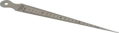 Value Collection - 1/32 to 5/8 Inch Measurement, 1 Leaf Taper Gage - 15mm Long, Stainless Steel, 1/64 Inch Graduation - Exact Tool & Supply