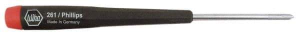 Wiha - #00, 4-5/8" OAL, Standard Phillips Screwdriver - 1-9/16" Blade Length, Ergonomic Handle - Exact Tool & Supply