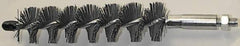 Schaefer Brush - 3" Brush Length, 1/2" Diam, Single Stem, Single Spiral Tube Brush - 4-3/4" Long, Silicone Carbide Impregnated Nylon, 8-32 Male Connection - Exact Tool & Supply