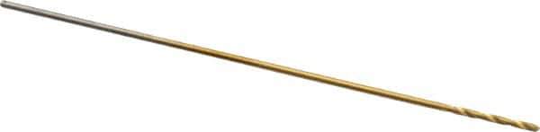 Hertel - 1/64" 135° High Speed Steel Jobber Drill - TiN Finish, Right Hand Cut, Spiral Flute, 3/4" OAL, Split Point - Exact Tool & Supply