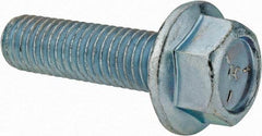 Value Collection - 1/2-13 UNC, 1-3/4" Length Under Head, Hex Drive Flange Bolt - 1-3/4" Thread Length, Grade 5 Steel, Serrated Flange, Zinc-Plated Finish - Exact Tool & Supply