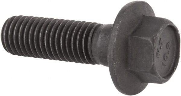 Value Collection - M12x1.75 Metric Coarse, 40mm Length Under Head, Hex Drive Flange Bolt - 40mm Thread Length, Grade 10.9 Alloy Steel, Smooth Flange, Phosphate & Oil Finish - Exact Tool & Supply