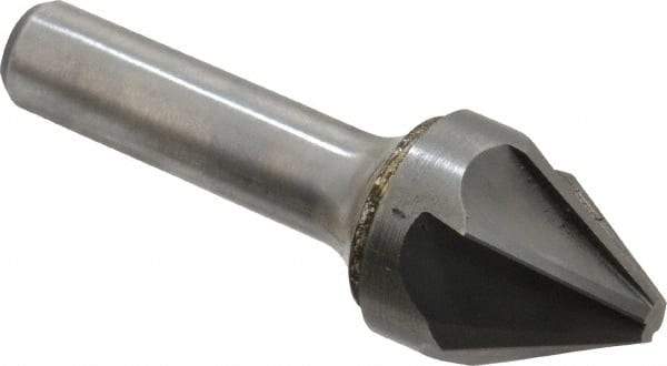 Hertel - 1" Head Diam, 1/2" Shank Diam, 6 Flute 60° Solid Carbide Countersink - Bright Finish, 3" OAL, Single End, Straight Shank, Right Hand Cut - Exact Tool & Supply