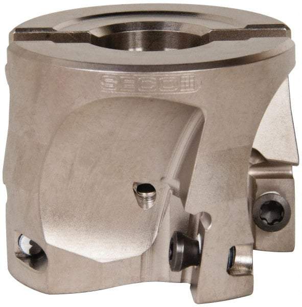 Seco - 4 Inserts, 2" Cut Diam, 3/4" Arbor Diam, 0.669" Max Depth of Cut, Indexable Square-Shoulder Face Mill - 0/90° Lead Angle, 1.575" High, XO.X 1806.. Insert Compatibility, Through Coolant, Series Power Turbo - Exact Tool & Supply
