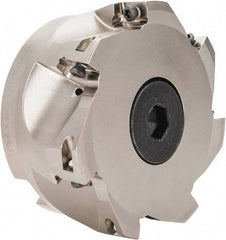 Seco - 7 Inserts, 4" Cut Diam, 1" Arbor Diam, 0.669" Max Depth of Cut, Indexable Square-Shoulder Face Mill - 0/90° Lead Angle, 1.969" High, XO.X 1806.. Insert Compatibility, Through Coolant, Series Power Turbo - Exact Tool & Supply