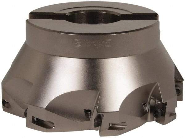 Seco - 8 Inserts, 5" Cut Diam, 1" Arbor Diam, 0.669" Max Depth of Cut, Indexable Square-Shoulder Face Mill - 0/90° Lead Angle, 2.48" High, XO.X 1806.. Insert Compatibility, Through Coolant, Series Power Turbo - Exact Tool & Supply