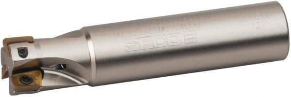 Seco - 1/2" Cut Diam, 0.197" Max Depth of Cut, 1/2" Shank Diam, 2.362" OAL, Indexable Square Shoulder End Mill - XO.X 0602 Inserts, Cylindrical Shank, 90° Lead Angle, Through Coolant, Series Nano Turbo - Exact Tool & Supply