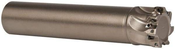 Seco - 1" Cut Diam, 0.197" Max Depth of Cut, 1" Shank Diam, 4.528" OAL, Indexable Square Shoulder End Mill - XO.X 0602 Inserts, Cylindrical Shank, 90° Lead Angle, Through Coolant, Series Nano Turbo - Exact Tool & Supply