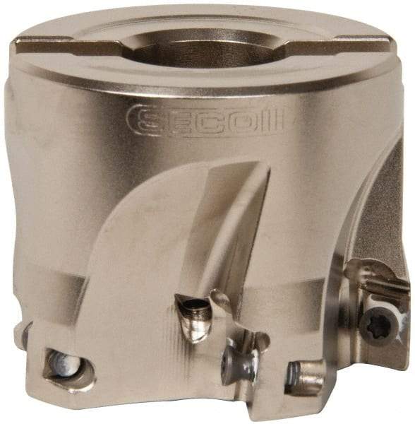 Seco - 5 Inserts, 2" Cut Diam, 3/4" Arbor Diam, 0.433" Max Depth of Cut, Indexable Square-Shoulder Face Mill - 0/90° Lead Angle, 1.57" High, XO.X 1204.. Insert Compatibility, Through Coolant, Series Super Turbo - Exact Tool & Supply