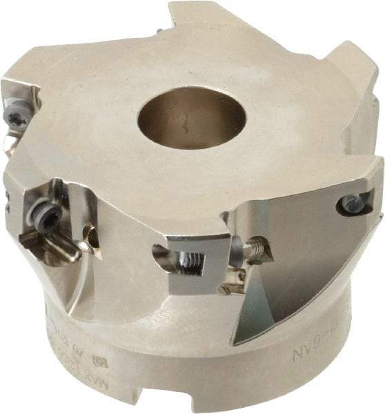 Seco - 6 Inserts, 2-1/2" Cut Diam, 3/4" Arbor Diam, 0.433" Max Depth of Cut, Indexable Square-Shoulder Face Mill - 0/90° Lead Angle, 1.57" High, XO.X 1204.. Insert Compatibility, Through Coolant, Series Super Turbo - Exact Tool & Supply