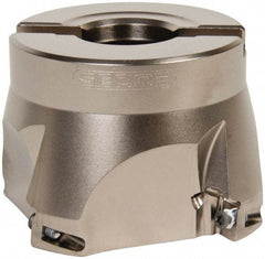 Seco - 4 Inserts, 3" Cut Diam, 1" Arbor Diam, 0.433" Max Depth of Cut, Indexable Square-Shoulder Face Mill - 0/90° Lead Angle, 2" High, XO.X 1204.. Insert Compatibility, Through Coolant, Series Super Turbo - Exact Tool & Supply