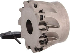 Seco - 10 Inserts, 3" Cut Diam, 1" Arbor Diam, 0.433" Max Depth of Cut, Indexable Square-Shoulder Face Mill - 0/90° Lead Angle, 2" High, XO.X 1204.. Insert Compatibility, Through Coolant, Series Super Turbo - Exact Tool & Supply