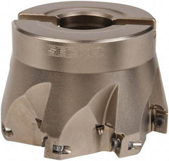 Seco - 7 Inserts, 3" Cut Diam, 1" Arbor Diam, 0.433" Max Depth of Cut, Indexable Square-Shoulder Face Mill - 0/90° Lead Angle, 2" High, XO.X 1204.. Insert Compatibility, Through Coolant, Series Super Turbo - Exact Tool & Supply